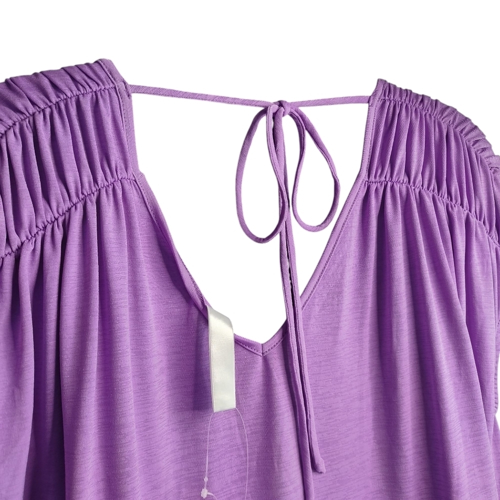 Dear Scarlett Ruched Cap Sleeve Top Blouse in Lavender Color Women's Sz XL NWT - Picture 8 of 11